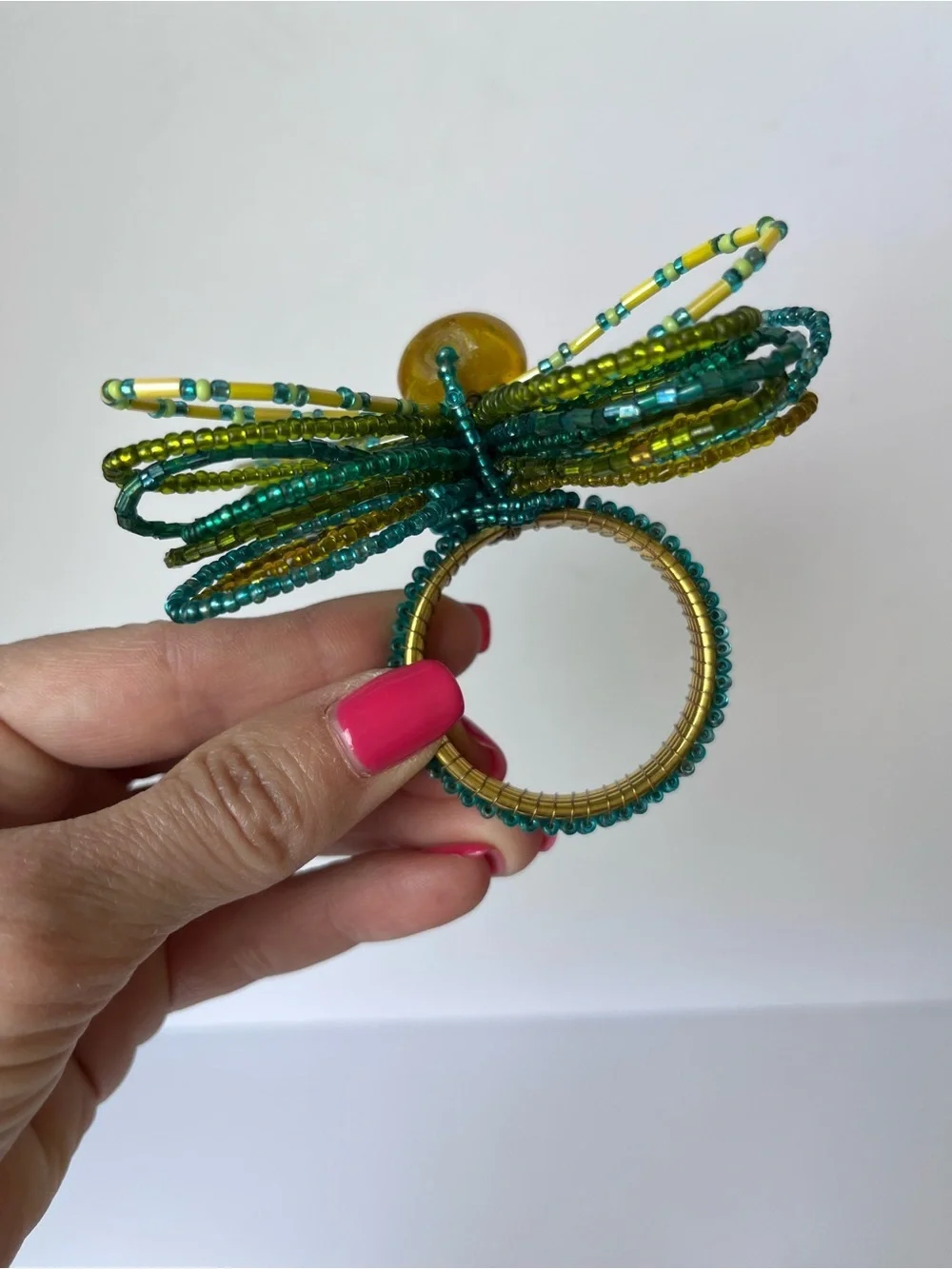 Pier 1 Butterfly Beaded Napkin Ring Set of 4